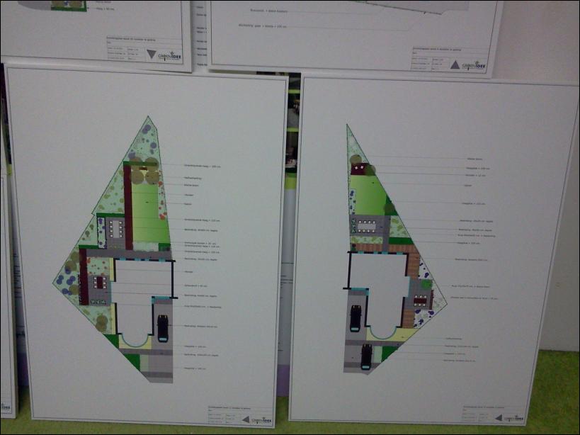 kavelontwerp is een tuinontwerp om de koper van de woning een indruk te geven van de mogelijkheden.